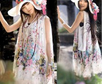 Vestido/Tunica Blanco-Estampado Flores