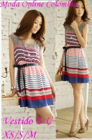 Vestido Lineas Colores Con Lazo
