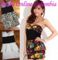 Vestido Estampado Flores,Estampado Leopardo y Blanco 
