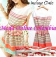 Vestido Rallas Con Cinturon 